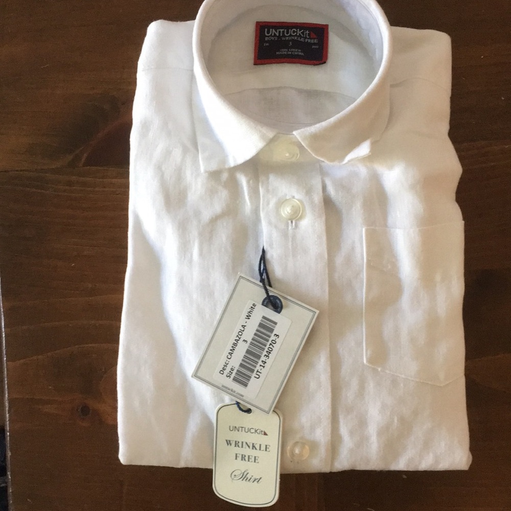 UNTUCKIT White size 3 boys linen shirt